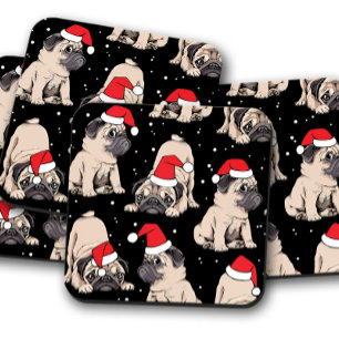 Porta-copo Feliz Natal para Papais noeis Pug   Conjunto de Co