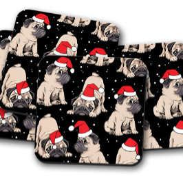 Porta-copo Feliz Natal para Papais noeis Pug | Conjunto de Co