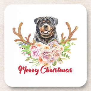 Porta-copo Feliz Natal Rottweiler Cão Reindeer Xmas Cão