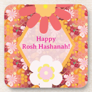 Porta-copo Feliz Rosh Hashanah Jewish Ano Novo Padrão Floral