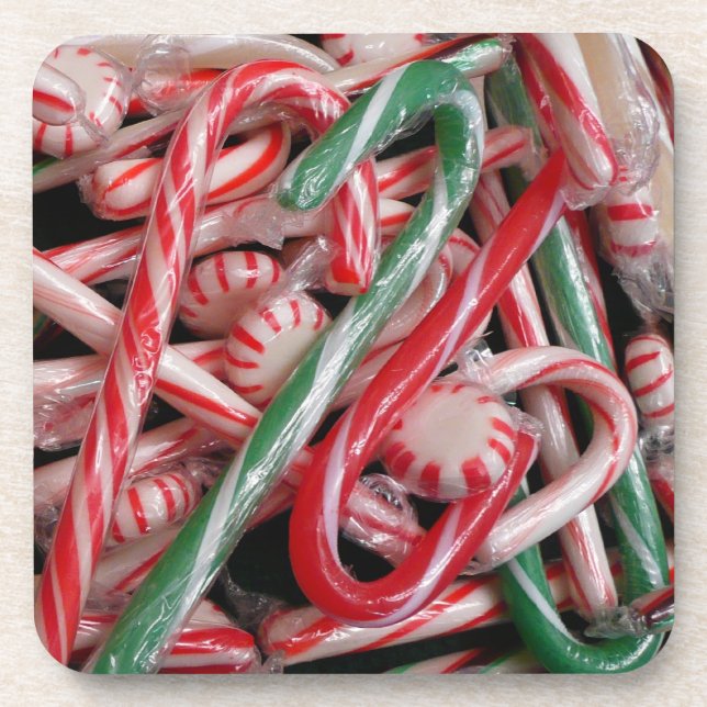 Porta-copo Feriado de Natal Candy Canes and Peppermints (Frente)