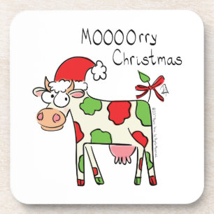 Porta-copo Feriado de Natal do Cartoon Engraçado de Vaca