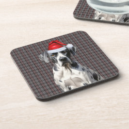 Porta-copo Feriado de Xadrez Vermelha no Cachorro do Natal