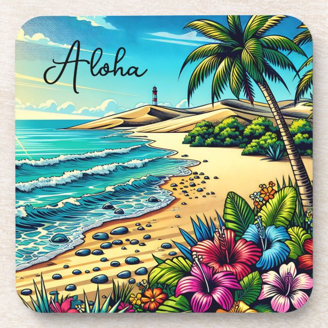 Porta-copo Férias do Oceano Tropical Aloha (Frente)