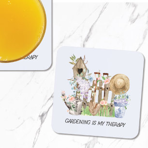 Porta-copo Ferramentas de jardinagem floral aquarela e citaçã