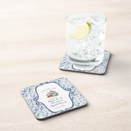 Porta-copo Festa de Chá de Noiva Blue Toile de jouy