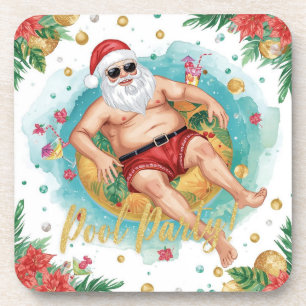 Porta-copo Festa de Natal na Piscina com Papai Noel