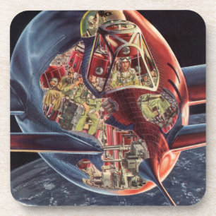 Porta-copo Ficção científica vintage astronauta foguete espaç