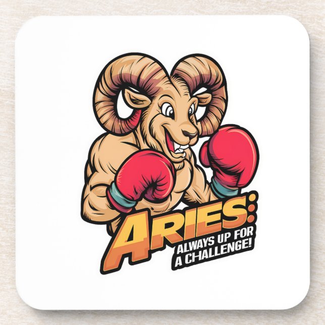 Porta-copo Fierce Aries Ram Boxer "Always Up for a Challenge" (Frente)