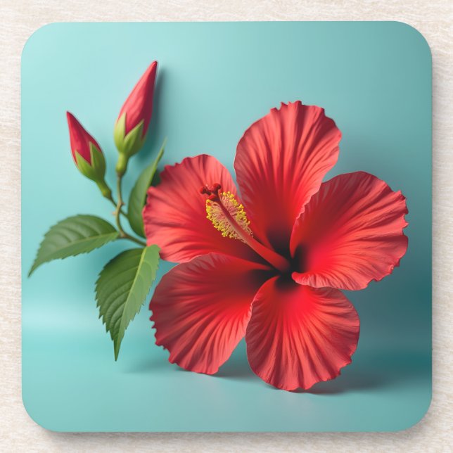 Porta-copo Fiery Crimson Hibiscus (Frente)