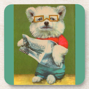 Porta-copo filhote lendo impressão do jornal
