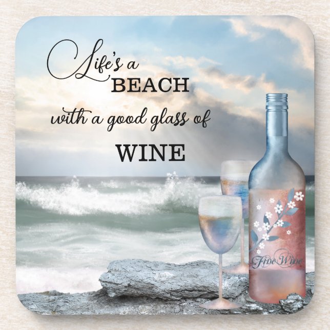 Porta-copo Fine Art Beach and Wine Coaster (Frente)