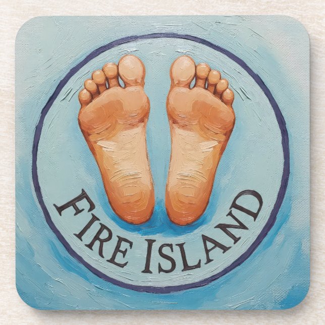 Porta-copo Fire Island barefoot & fancy free! Funny host gift (Frente)