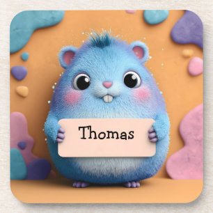 Porta-copo Fixe Fluffy Blue Hamster Segurando um Sinal com No