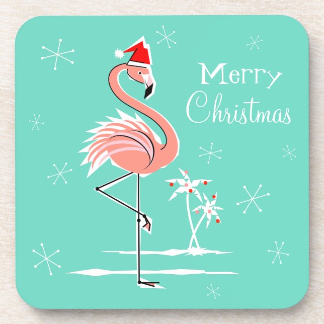 Porta-copo Flamingo de Natal Mal plástico de Natal (Frente)