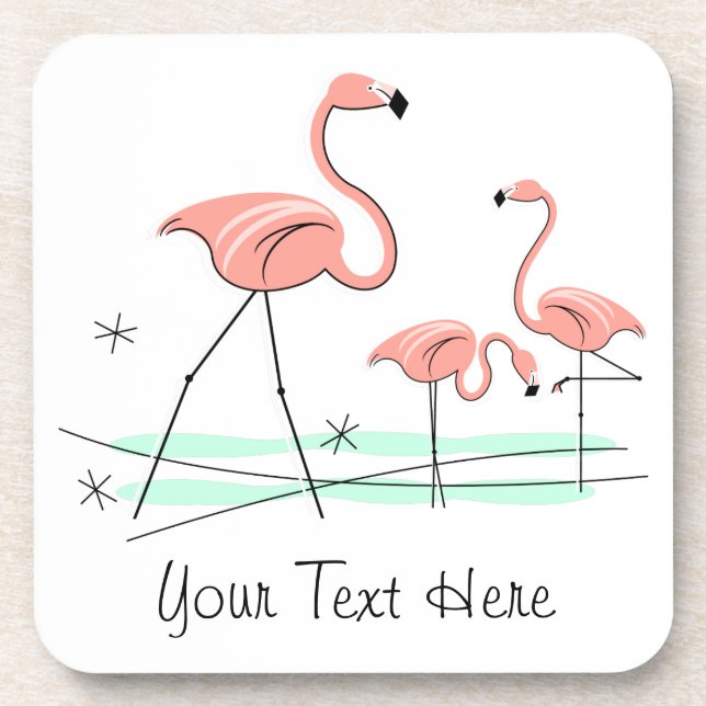 Porta-copo Flamingo Ocean Trio 2 Text coasters plastic (Frente)