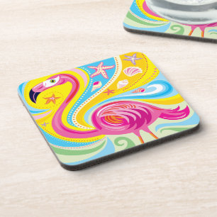 Porta-copo Flamingo Rosa com Estrela do Mar