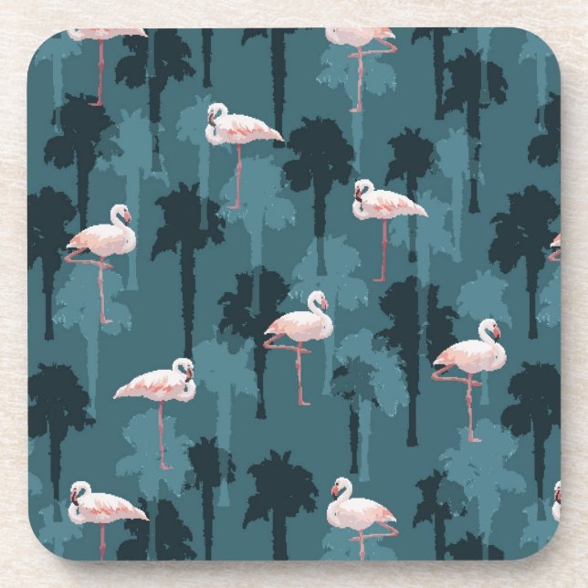 Porta-copo Flamingos Pastel na cerceta (Frente)
