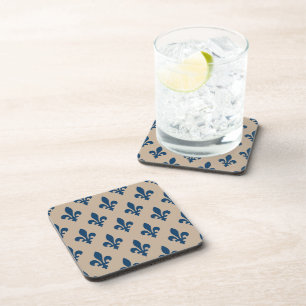Porta-copo Fleur de Lis Pattern, Royal French Blue em Creme
