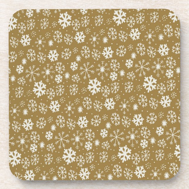 Porta-copo Floco de Neve com Fundo Dourado (Frente)