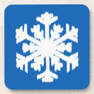 Porta-copo Floco de neve Ikat - Azul de cobalto e branco