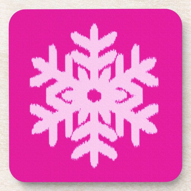 Porta-copo Floco de Neve Ikat - Fúcsia e rosa gelo (Frente)