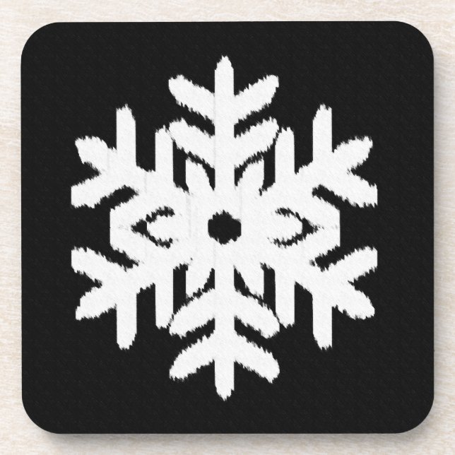 Porta-copo Floco de Neve Ikat - Preto e branco (Frente)