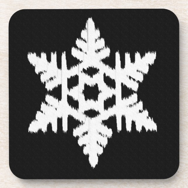 Porta-copo Floco de Neve Ikat - Preto e branco (Frente)
