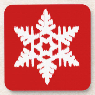 Porta-copo Floco de Neve Ikat - Vermelho escuro e branco