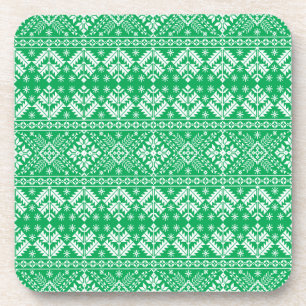 Porta-copo Floco de Neve Verde e Ilha de Fair Floral Natal