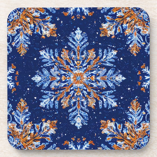 Porta-copo Flocos de neve azuis 3d (Frente)