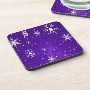 Porta-copo Flocos de neve brancos com fundo azul-roxo