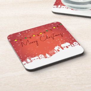 Porta-copo Flocos de neve cobriam as Casas de Natal