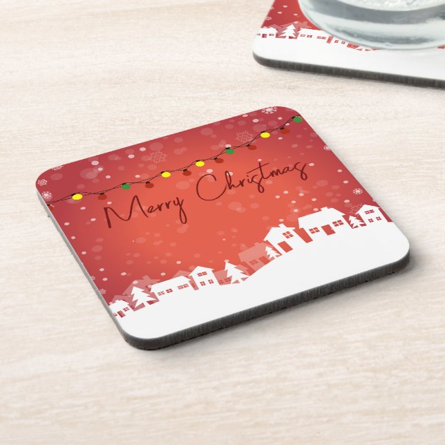 Porta-copo Flocos de neve cobriam as Casas de Natal (Left Side)