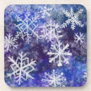 Porta-copo Flocos de neve com fundo azul