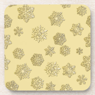 Porta-copo Flocos de neve dourados 3D em um fundo dourado