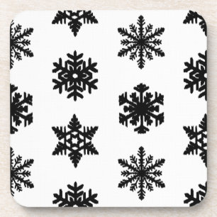 Porta-copo Flocos de Neve Ikat - Branco e preto