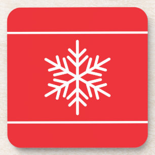 Porta-copo Flocos de Neve, Na moda branco, em vermelho brilha