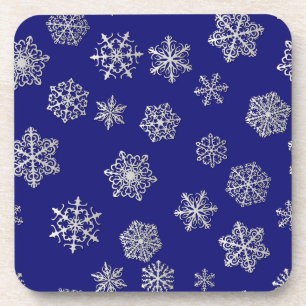 Porta-copo Flocos de neve prateados em um fundo azul escuro