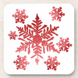 Porta-copo Flocos de neve vermelhos no fundo branco
