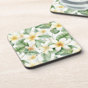 Porta-copo Flor Branca Tropical Flor de Frangipani Padrão