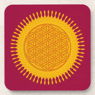 Porta-copo Flor da Vida - amarelo ensolarado