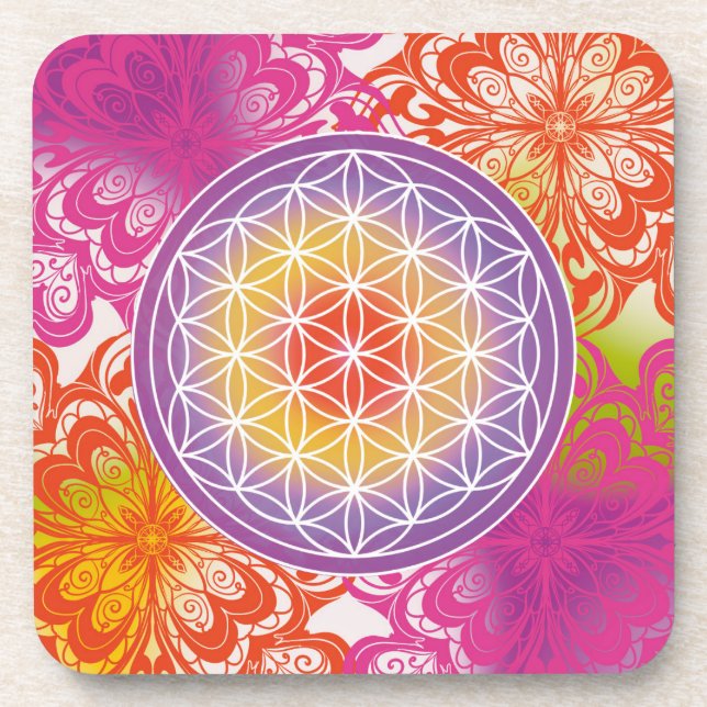 Porta-copo flor da vida, geométrico sagrado, zen, chakra,  (Frente)