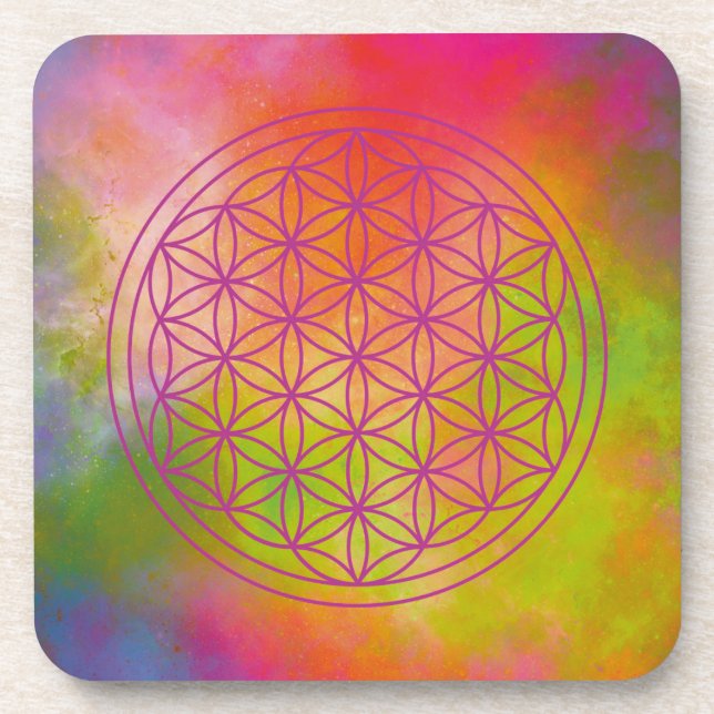 Porta-copo flor da vida, geométrico sagrado, zen, chakra,   (Frente)
