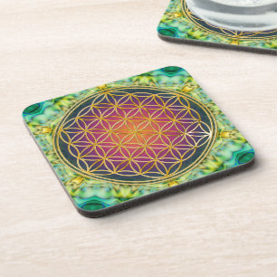 Porta-copo Flor Da Vida - Ouro - Frente 2