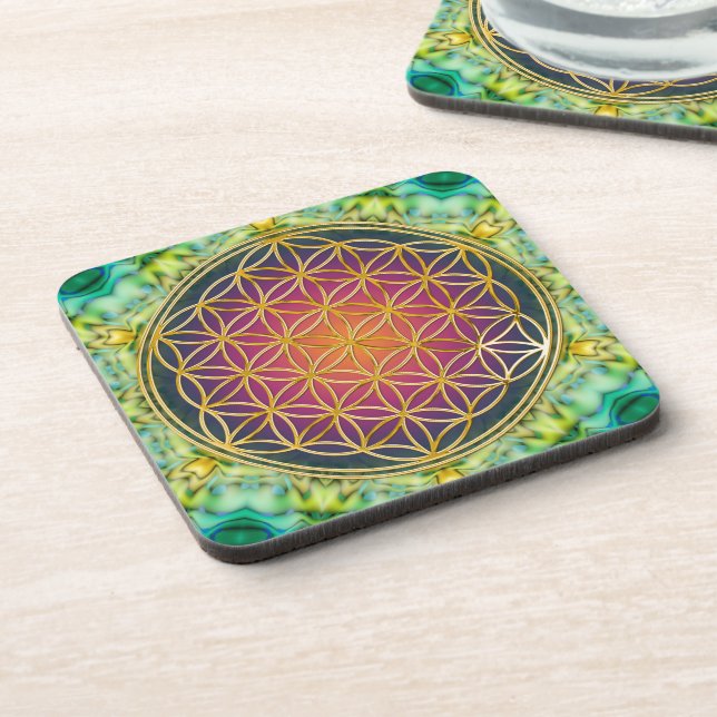 Porta-copo Flor Da Vida - Ouro - Frente 2 (Left Side)