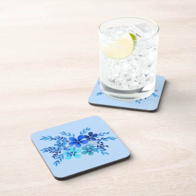 Porta-copo Flor de aquarela azul (Lado Direito)