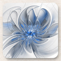 Flor de Arte Fracionada com Cinza Azul abstrato