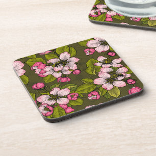 Porta-copo Flor de maçã em verde-escuro