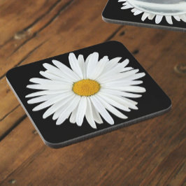 Porta-copo Flor de margarida branca no Floral Preto